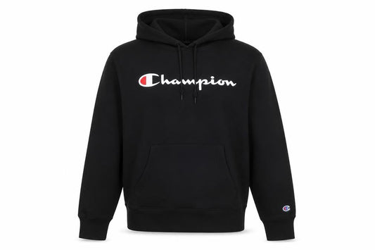 Champion Men's Black Pullover Hoodie M Logo Sports Cotton