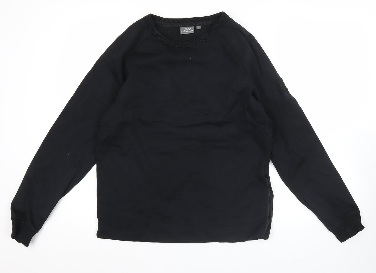 New Balance Men's Black Pullover Sweatshirt M Crew Neck Logo Zip