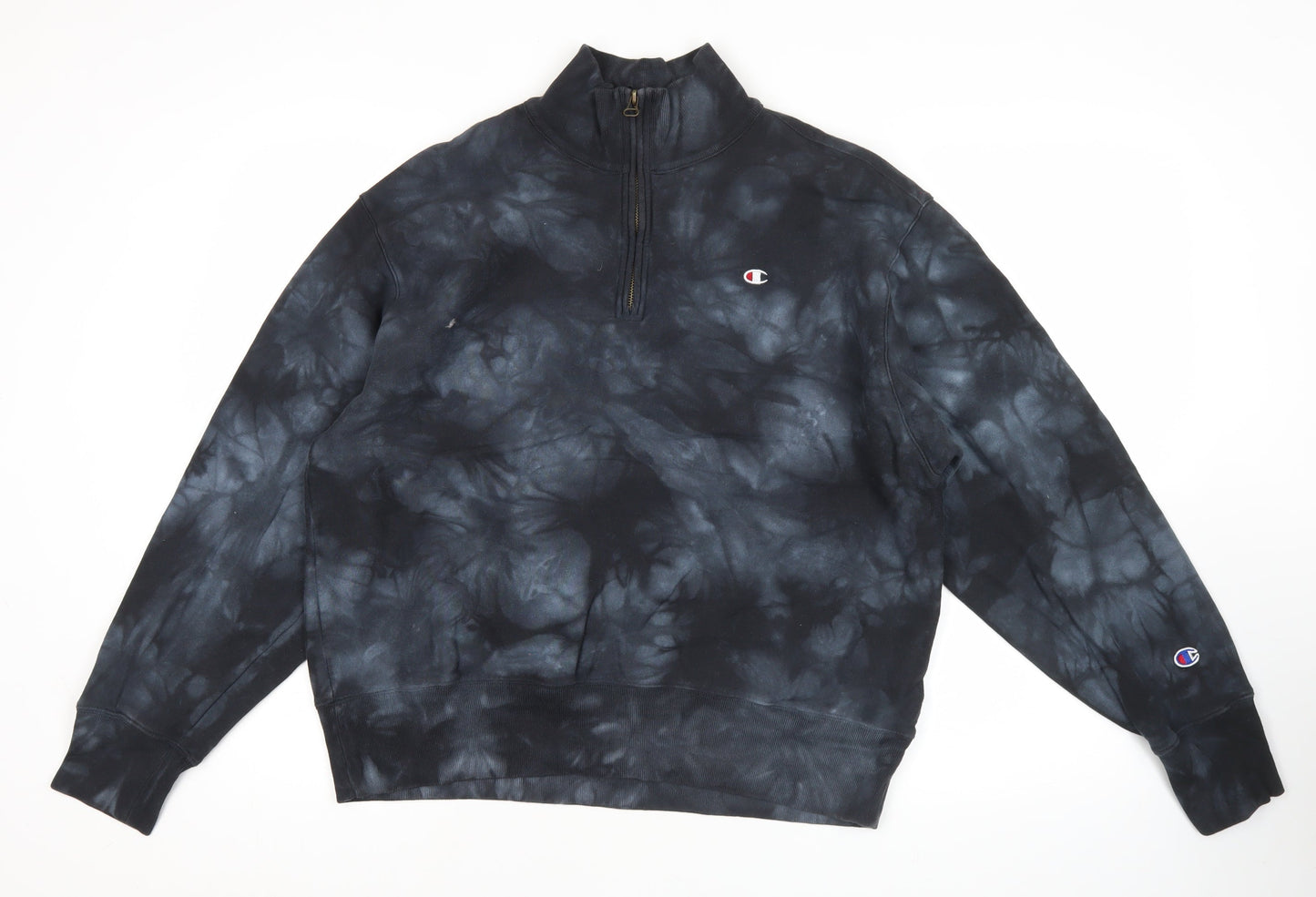 Champion Harvard Men's Black Tie Dye XL Quarter-Zip Sweatshirt