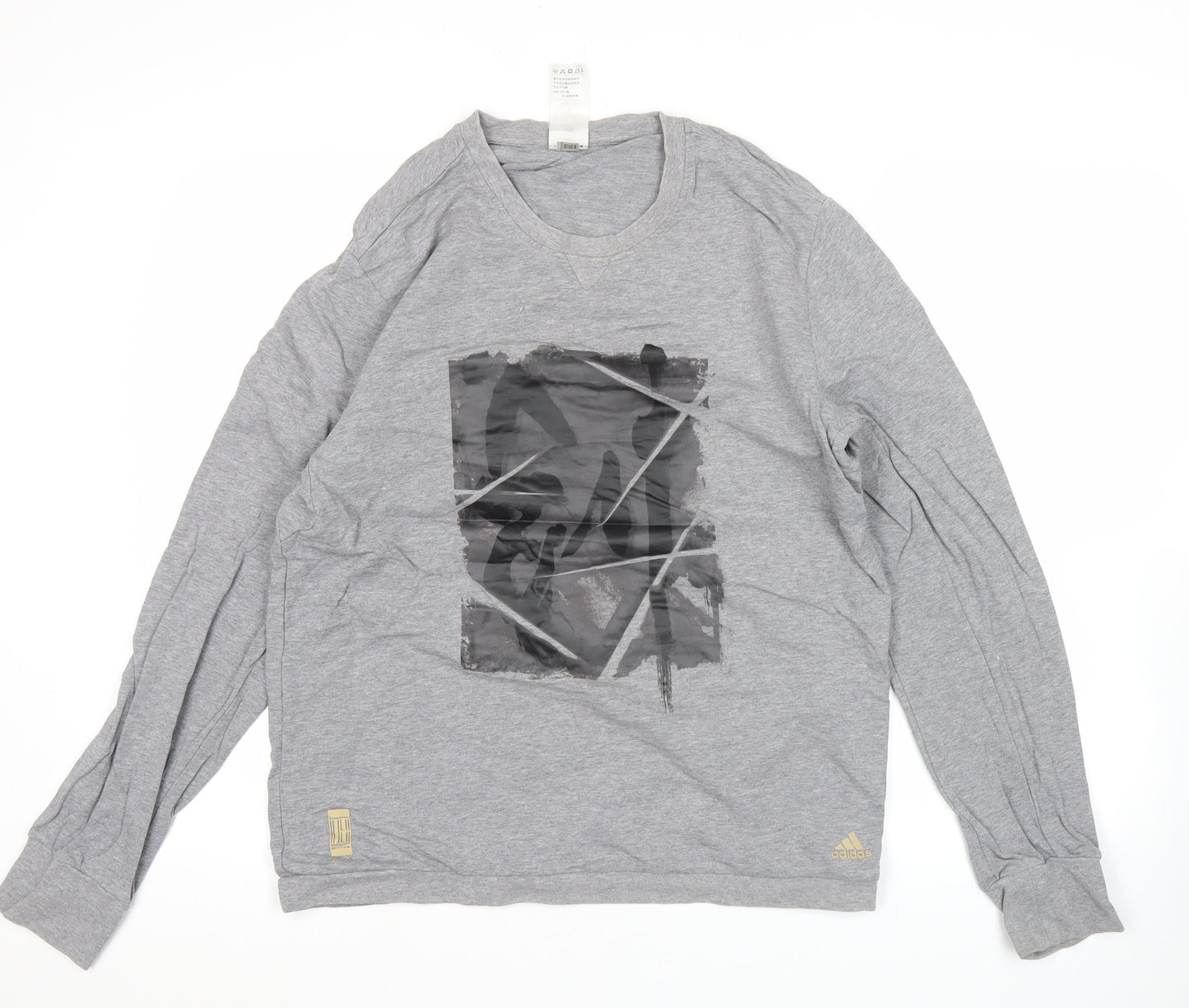 Adidas Men’s Grey Graphic Pullover Sweatshirt L Long Sleeve Jersey