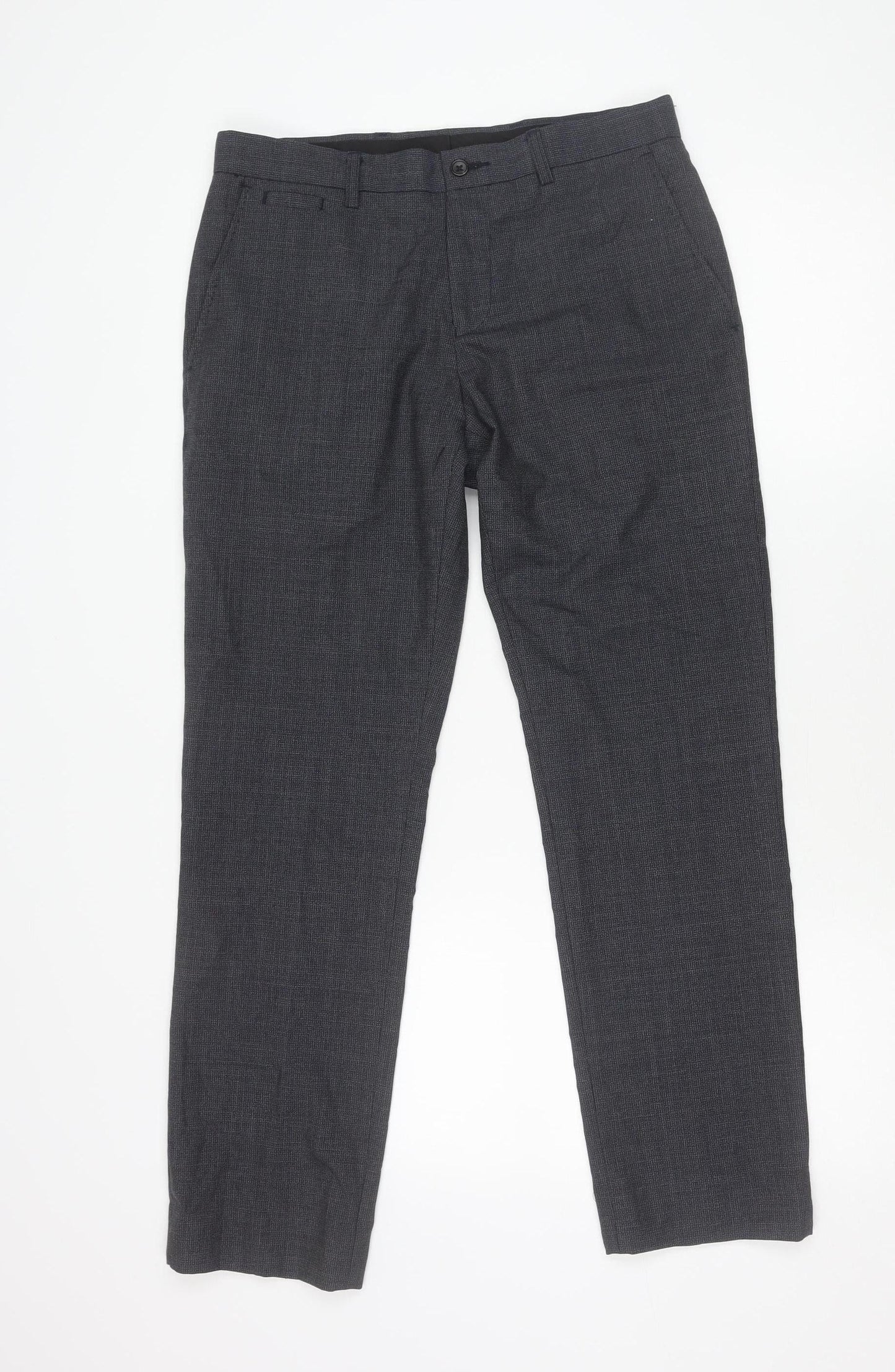 Moss 1851 Men's Grey Wool Blend Tailored Dress Trousers 30W
