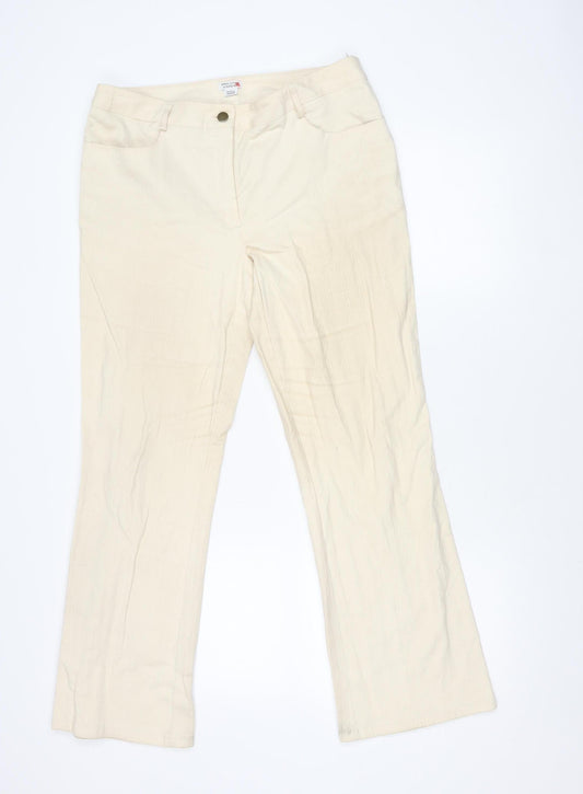 Marks and Spencer Women’s Beige Size 16 Straight Leg Cotton Trousers