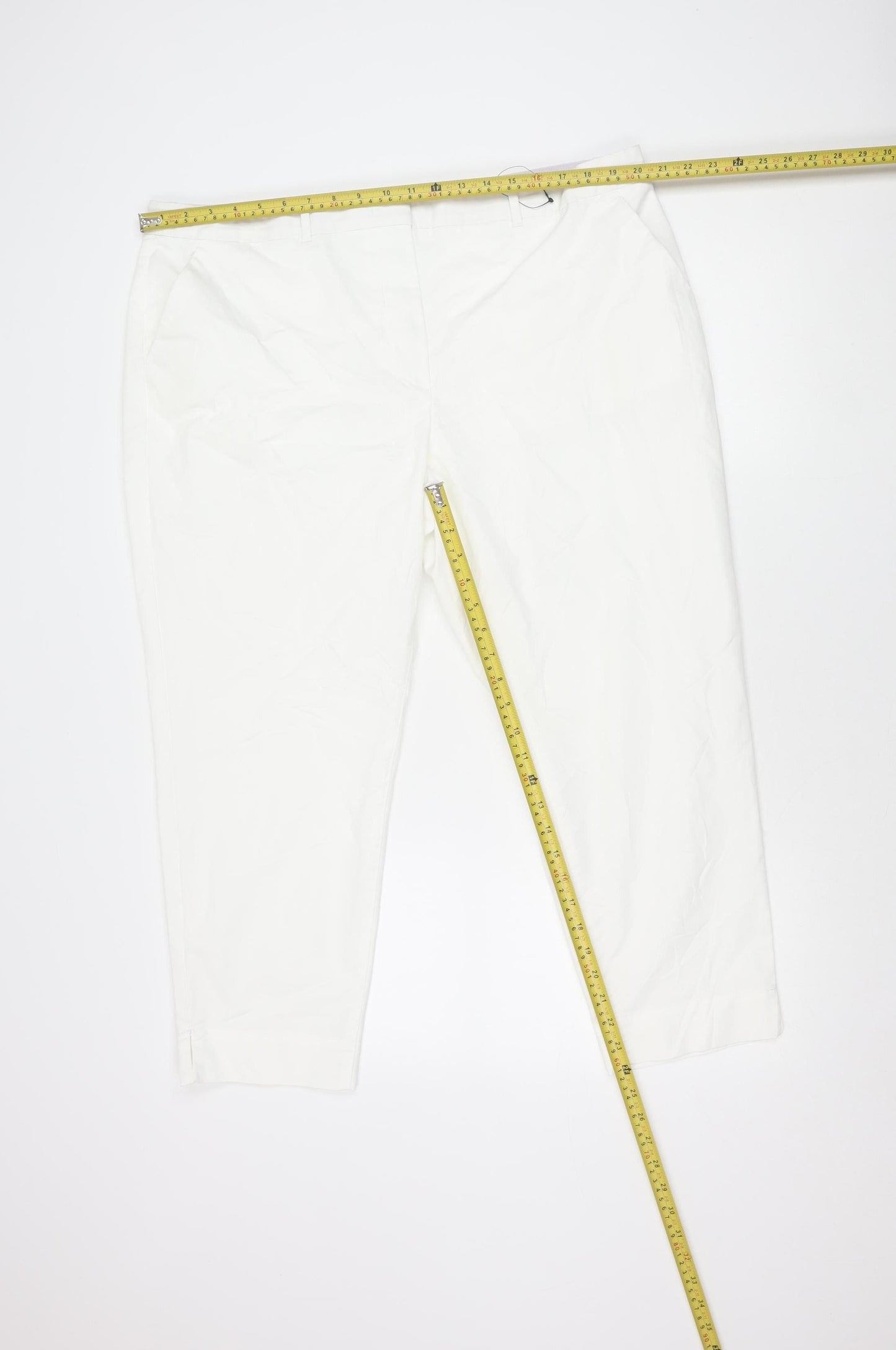 Marks and Spencer Women’s White Size 20 Short Length Cotton Blend Trousers