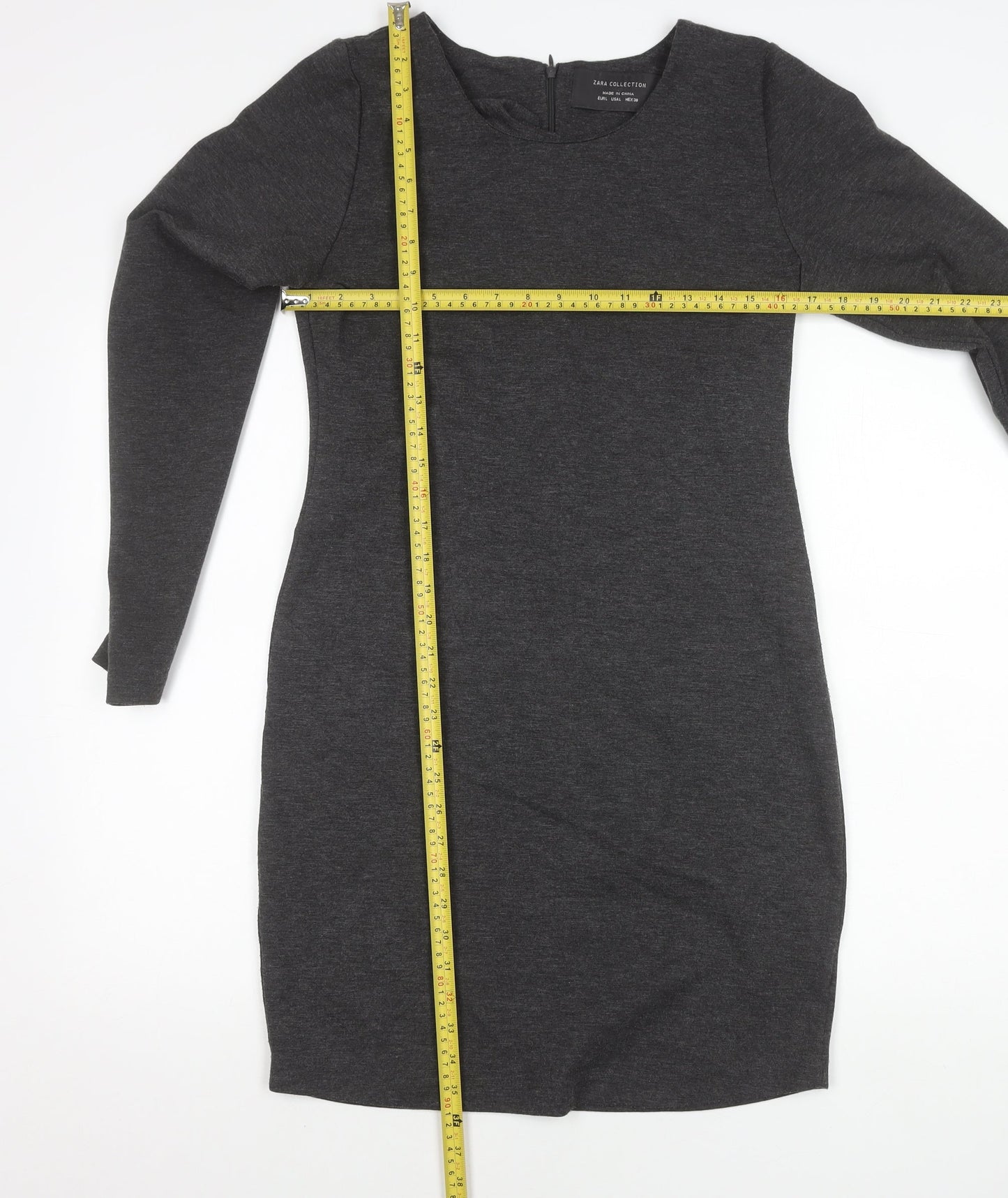 Zara Women’s Grey Bodycon Knit Knee Length Dress L