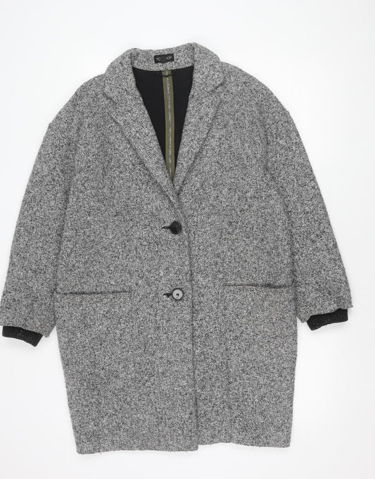 Topshop Women Grey Small Tweed Mid-Length Blazer Jacket