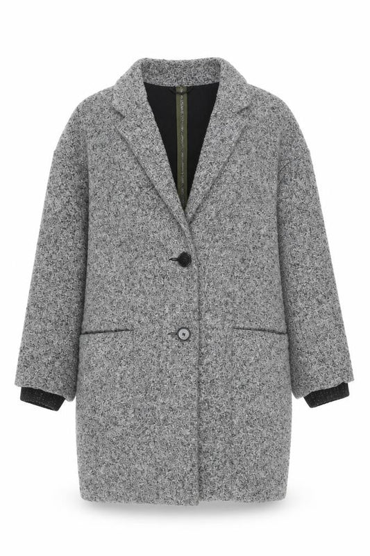 Topshop Women Grey Small Tweed Mid-Length Blazer Jacket