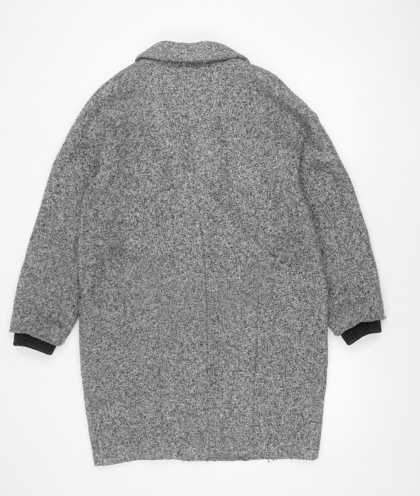 Topshop Women Grey Small Tweed Mid-Length Blazer Jacket