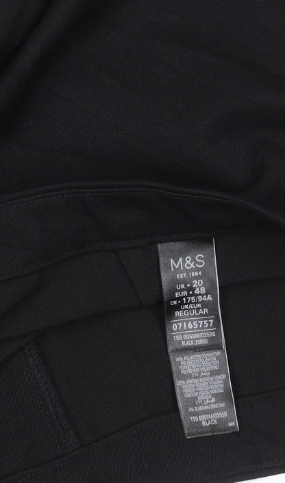 Marks & Spencer Womens Black Size 20 Regular Fit Straight Trousers