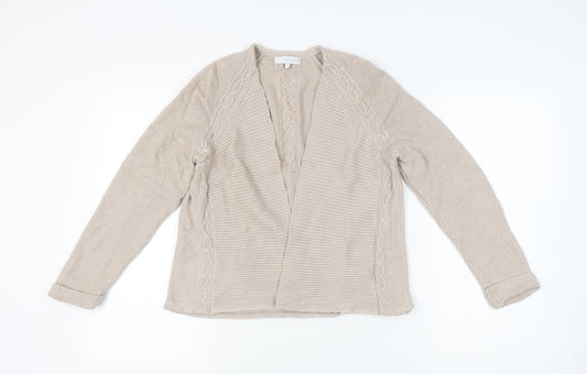 RJR John Rocha Women’s Beige Size 12 Cable-Knit Open Cardigan