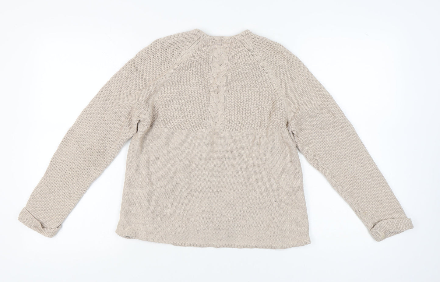 RJR John Rocha Women’s Beige Size 12 Cable-Knit Open Cardigan