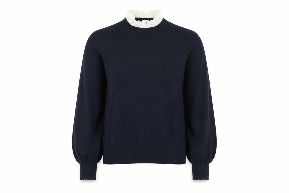 Earth Music & Ecology Women's Black M Pullover Jumper High Neck Ruffle