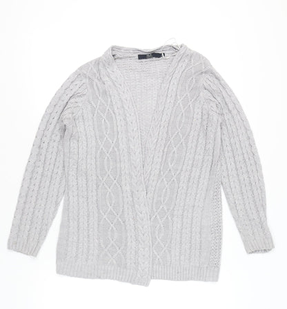 Isle Essentials Women’s Grey Cable Knit Cardigan Size S 10-12