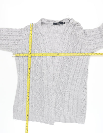 Isle Essentials Women’s Grey Cable Knit Cardigan Size S 10-12