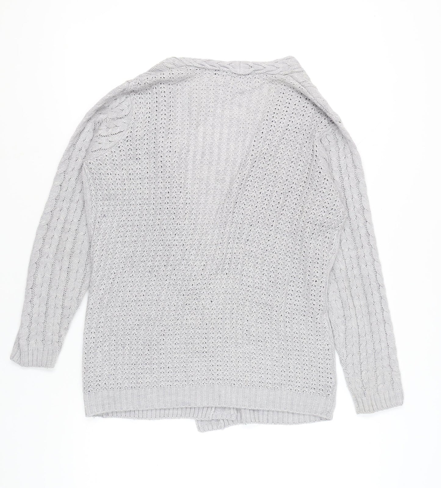Isle Essentials Women’s Grey Cable Knit Cardigan Size S 10-12