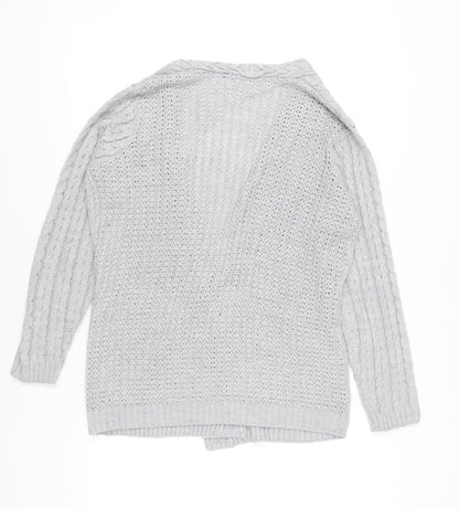 Isle Essentials Women’s Grey Cable Knit Cardigan Size S 10-12