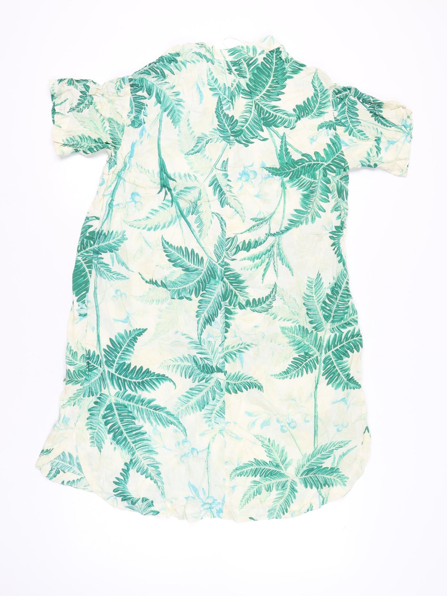 H&M Women’s Green Tropical Print Viscose Short Sleeve Shift Dress S