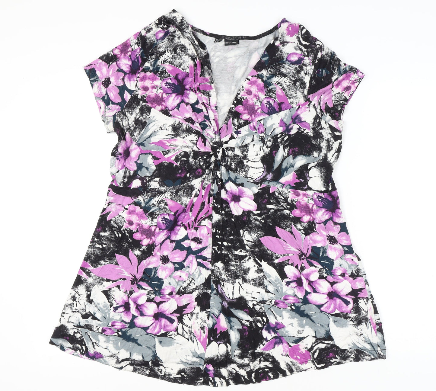 Bodyflirt Women’s Multicoloured Floral V-Neck Tunic Blouse L