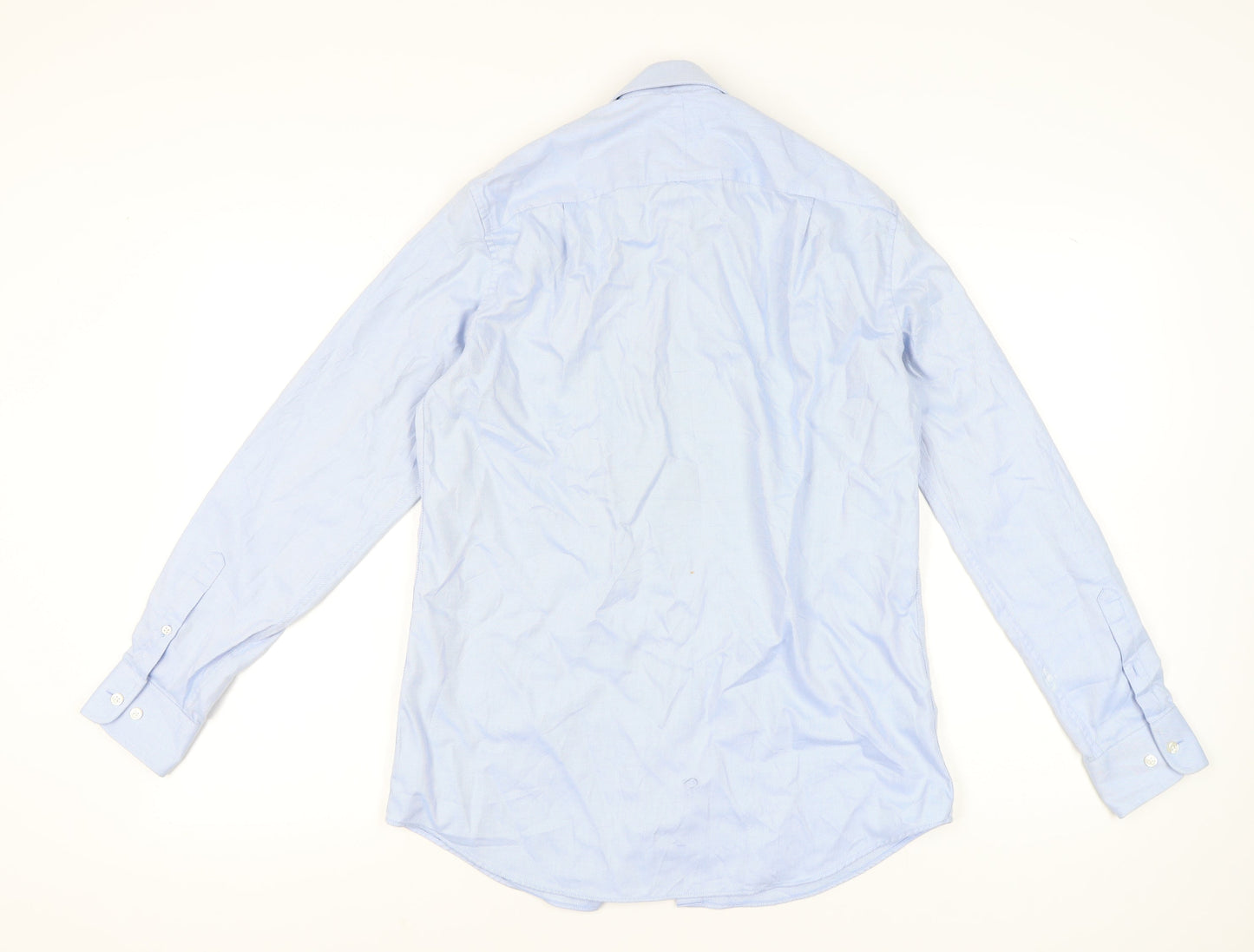 Next Men's Blue Striped Regular Fit Dress Shirt 39cm M Long Sleeve