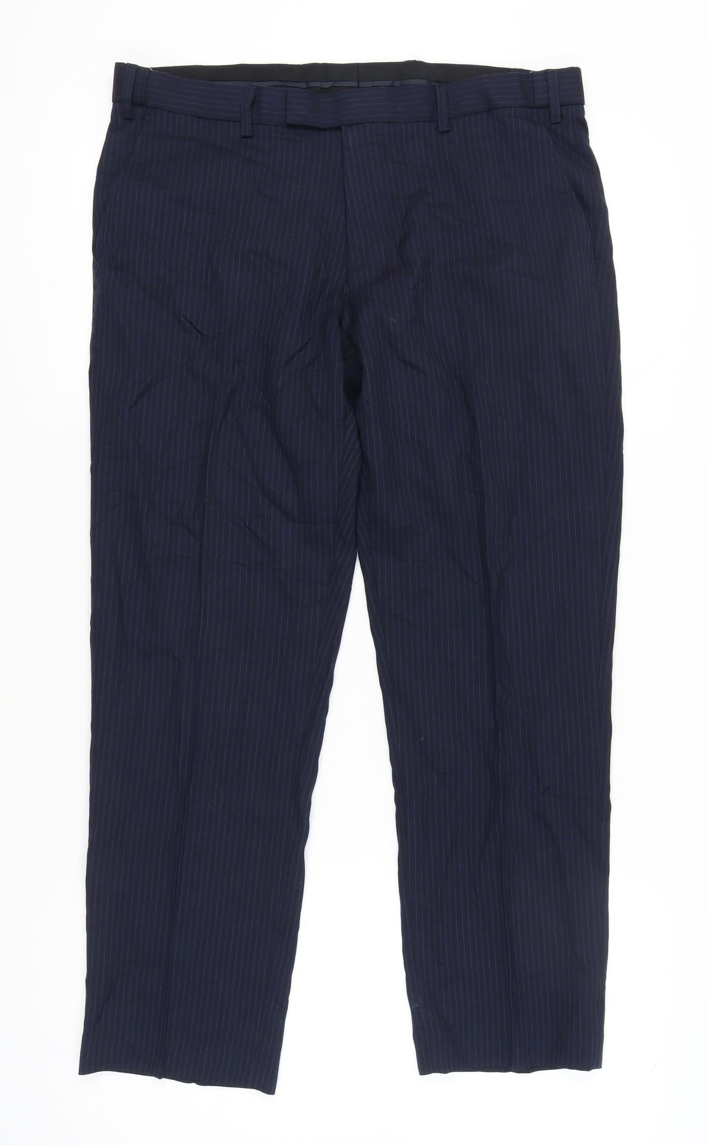 Marks and Spencer Women’s Blue Pinstripe Wool Blend Dress Pants 36R