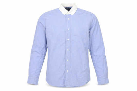 John Lewis & Co. Men's Blue Point Collar Cotton Long Sleeve Shirt S
