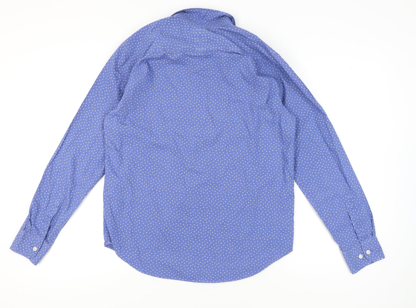GAP Men's Blue Geometric Long Sleeve Cotton Button-Up Shirt M