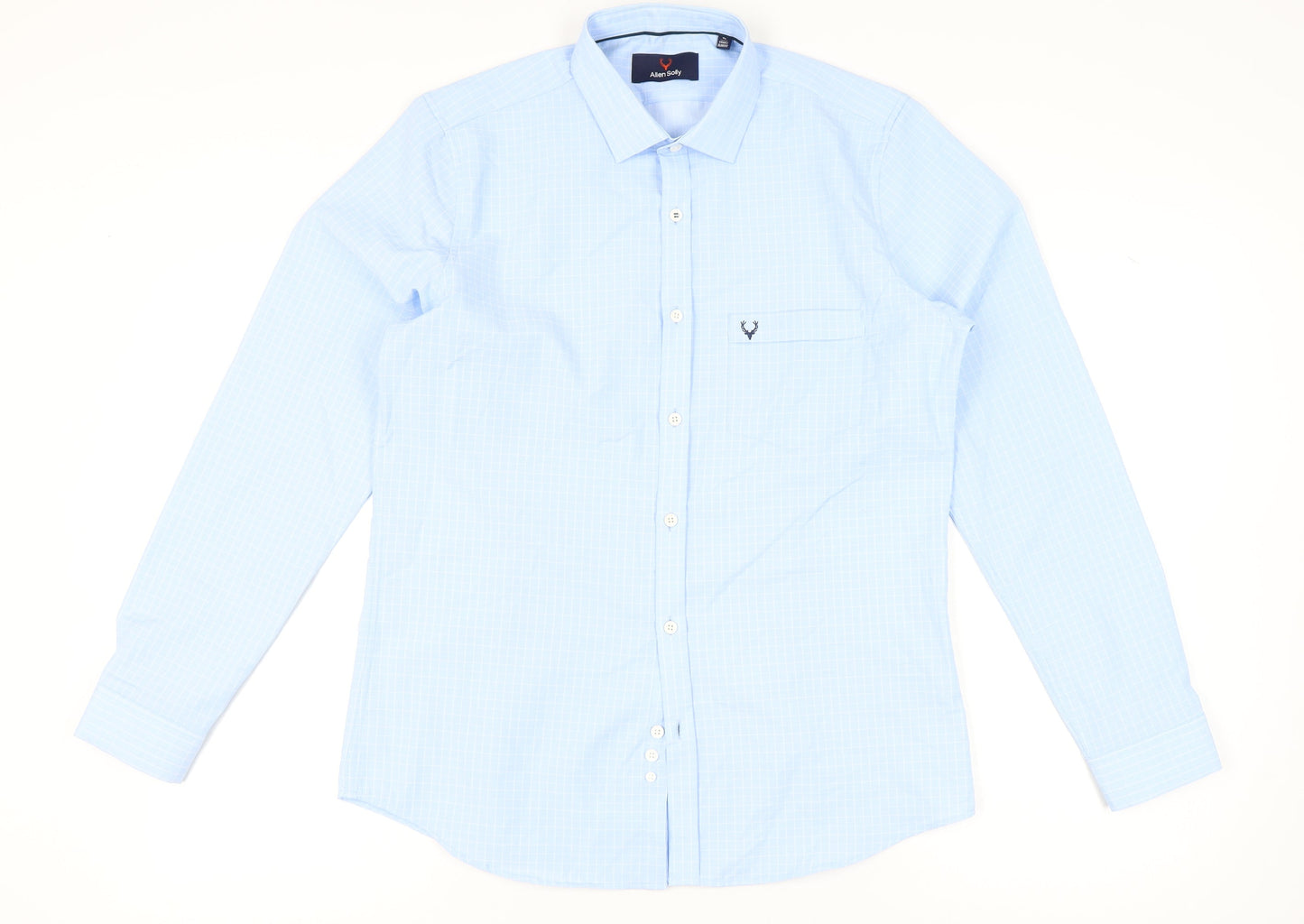 Allen Solly Men's Blue Slim Fit Checked Long Sleeve Shirt 42in