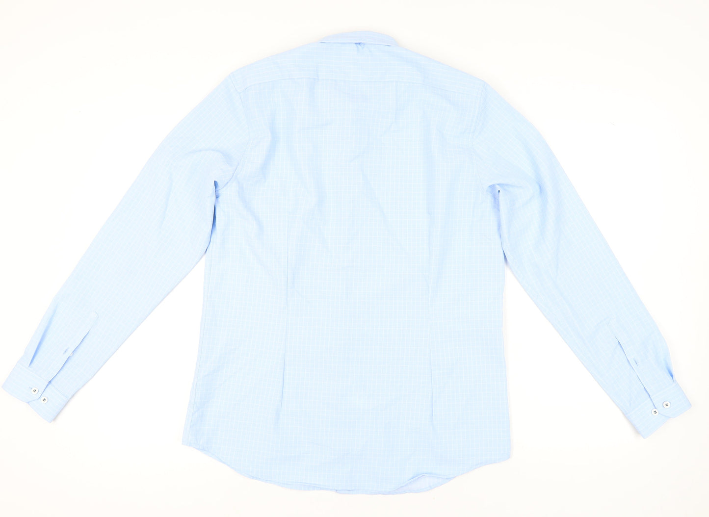 Allen Solly Men's Blue Slim Fit Checked Long Sleeve Shirt 42in