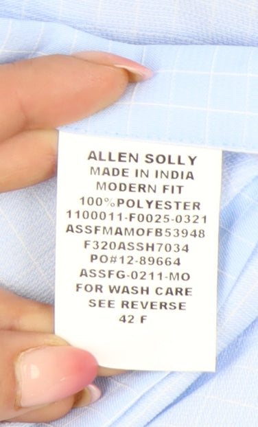 Allen Solly Men's Blue Slim Fit Checked Long Sleeve Shirt 42in