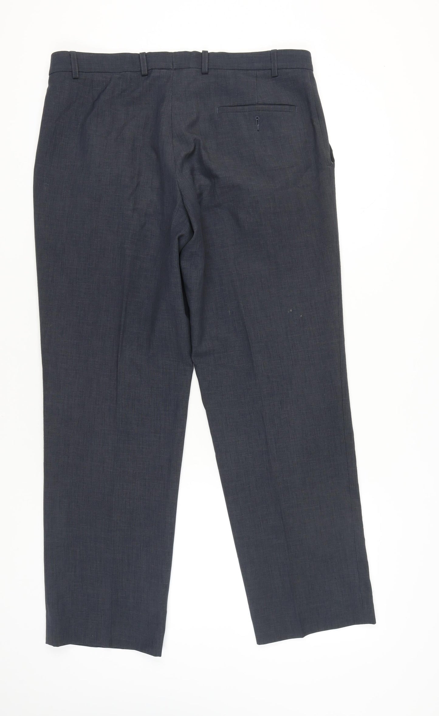 Marks & Spencer Men's Grey 32W 31L Regular Fit Dress Trousers Wool Blend