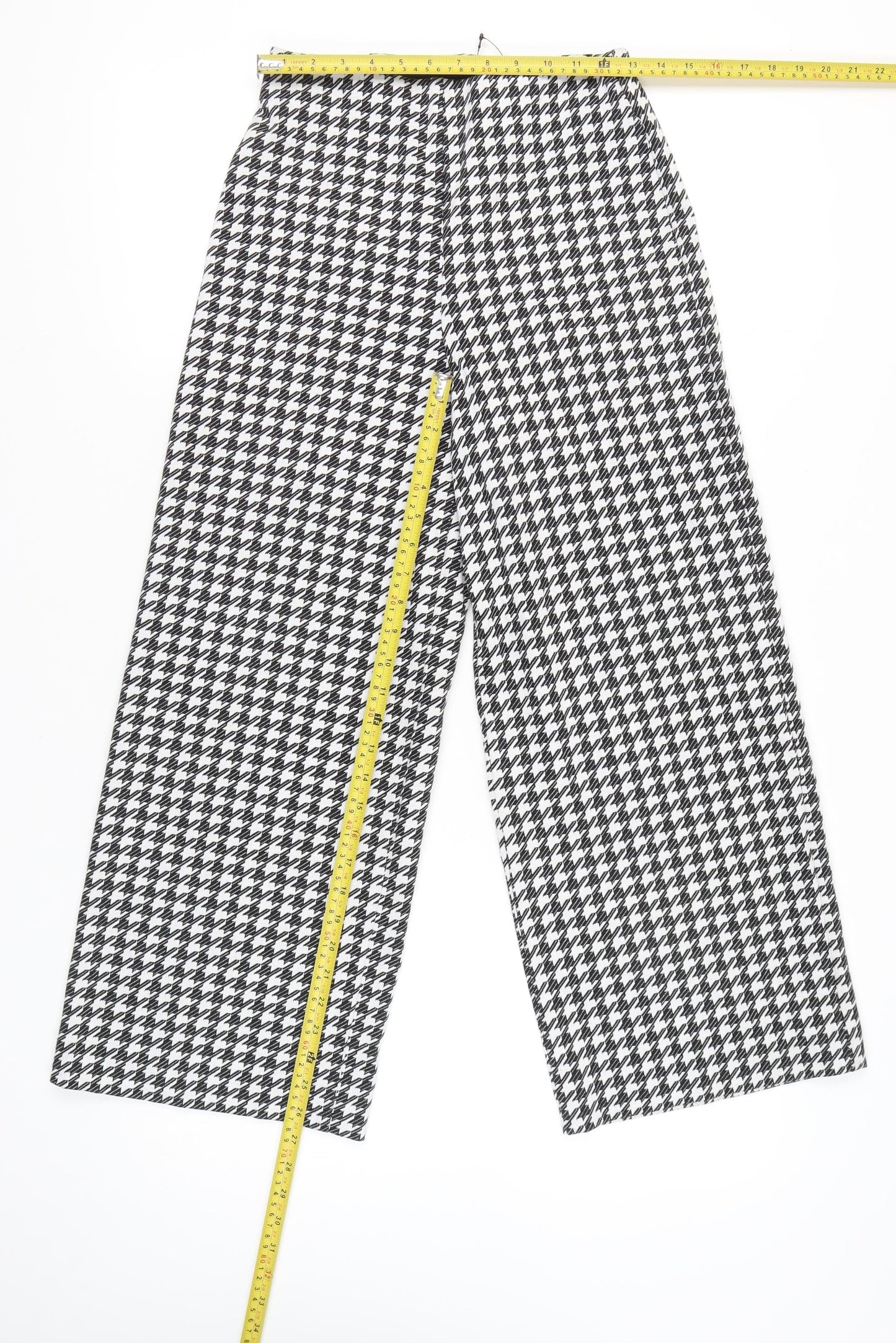 Marks and Spencer Women's Black Houndstooth Wide-Leg Trousers Size 8