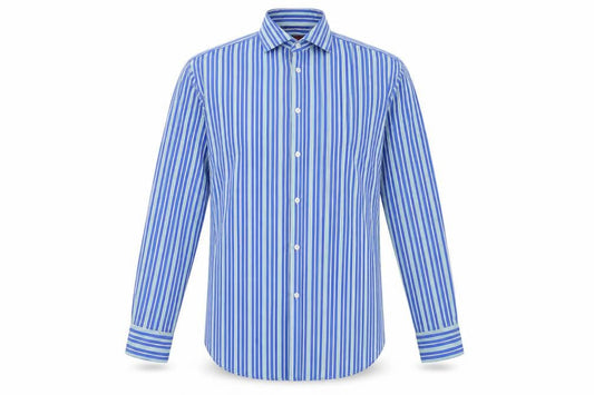 Marks & Spencer Men’s Blue Striped Slim Fit Shirt 16in Collar 42in Chest