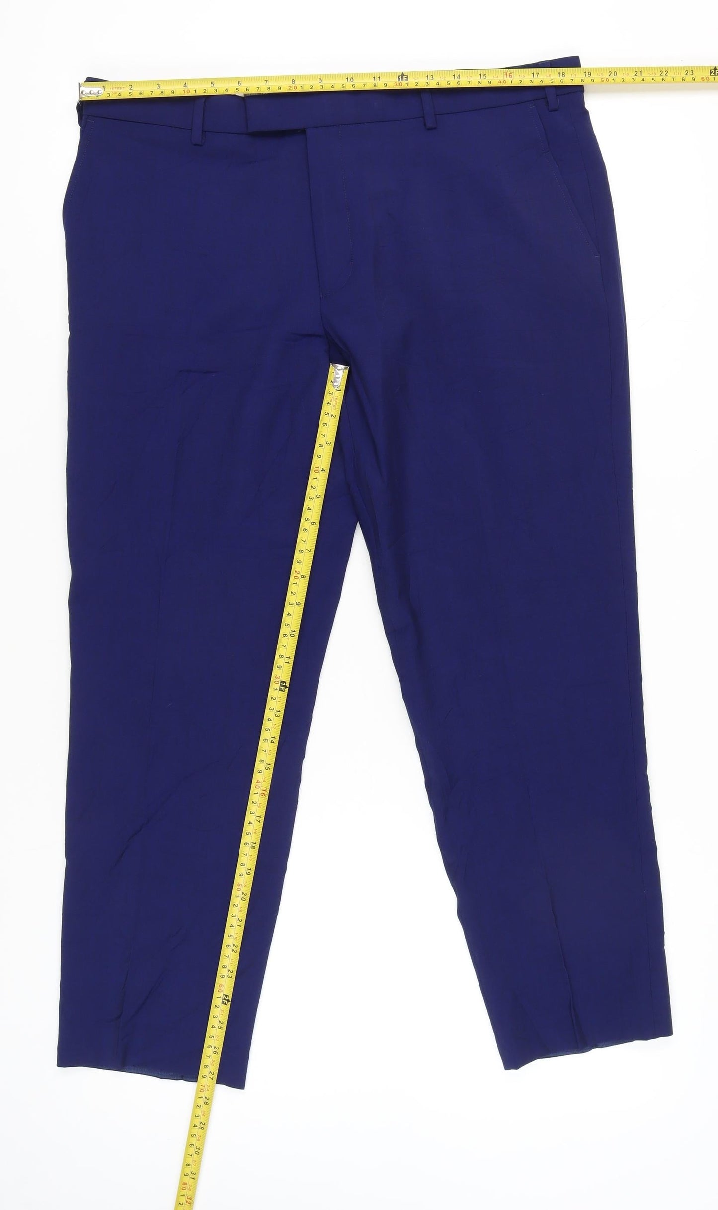 Marks and Spencer Women's Blue 38in Wool Blend Tailored Dress Pants