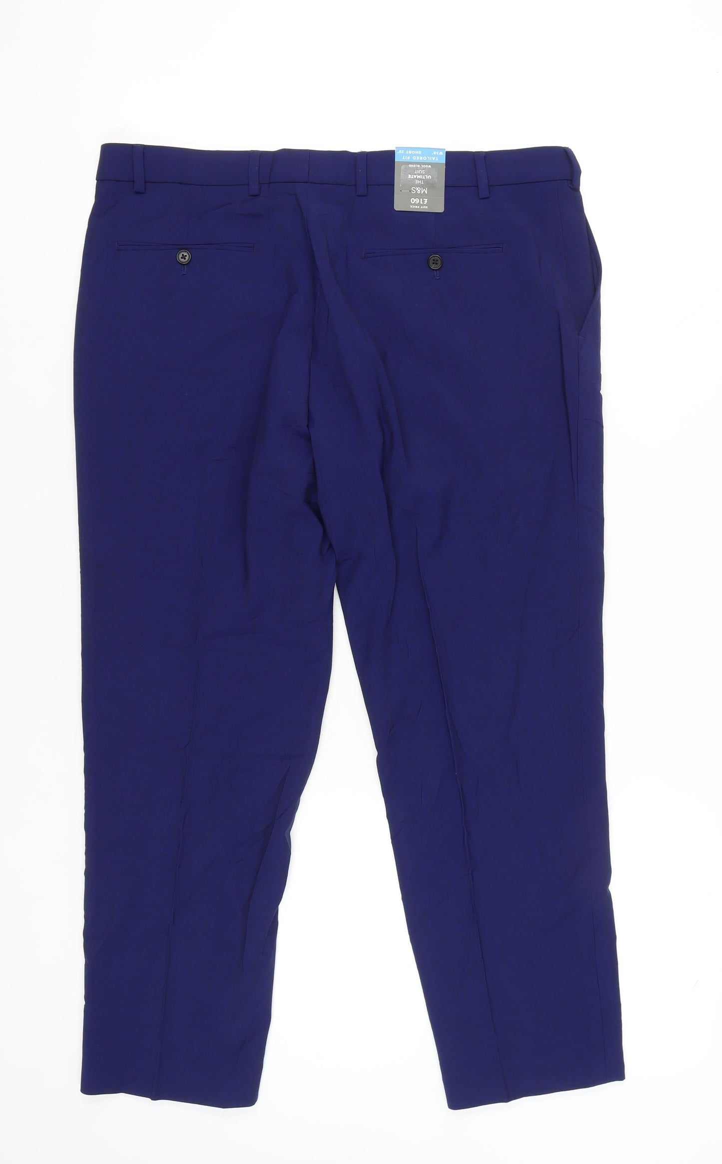 Marks and Spencer Women's Blue 38in Wool Blend Tailored Dress Pants