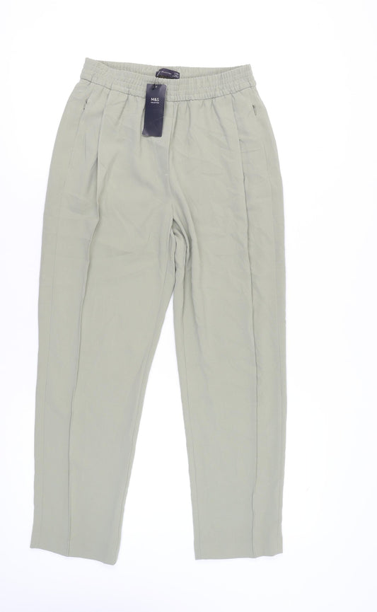Marks and Spencer Women Green Size 8 Straight Leg Trousers