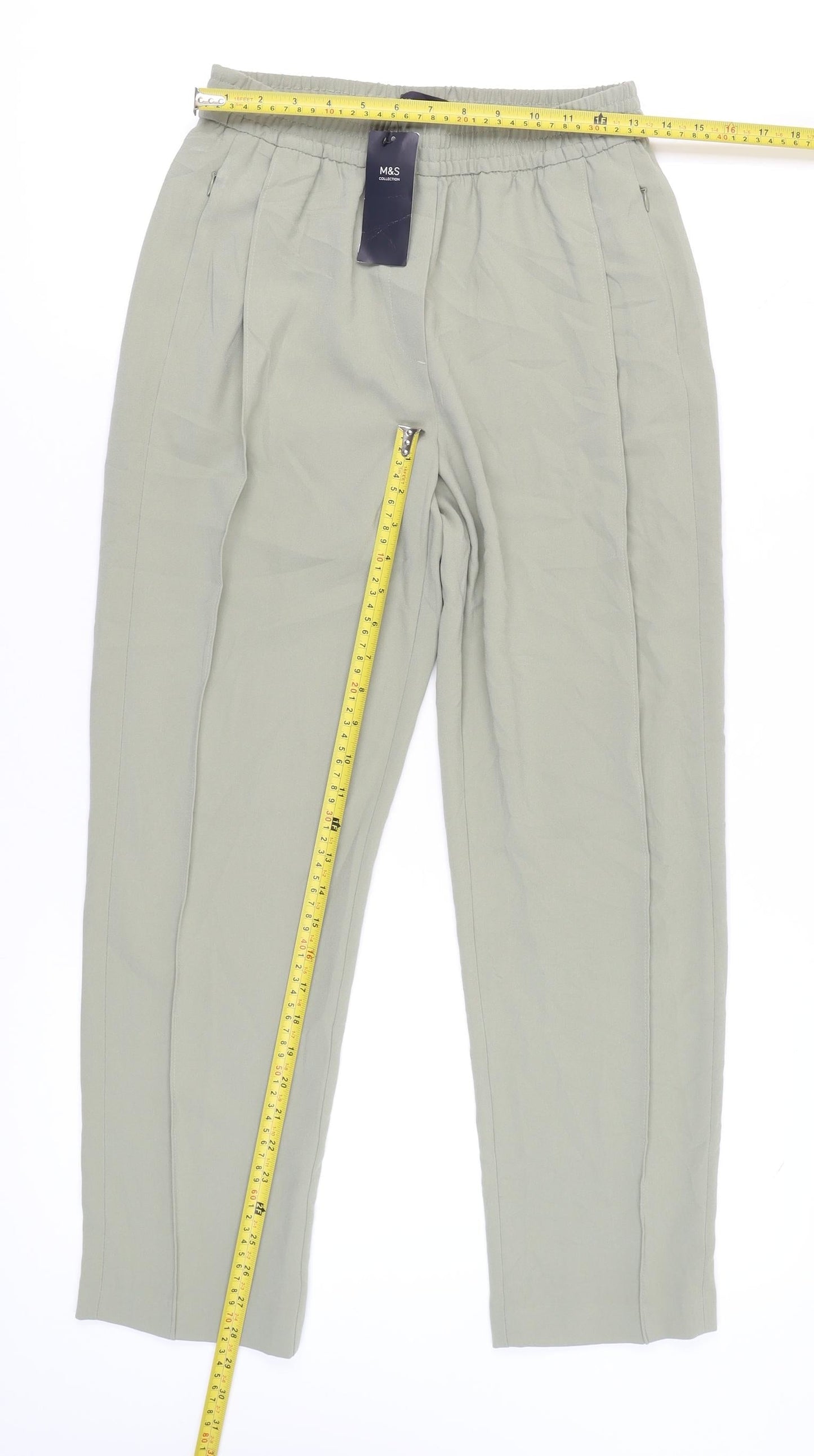 Marks and Spencer Women Green Size 8 Straight Leg Trousers