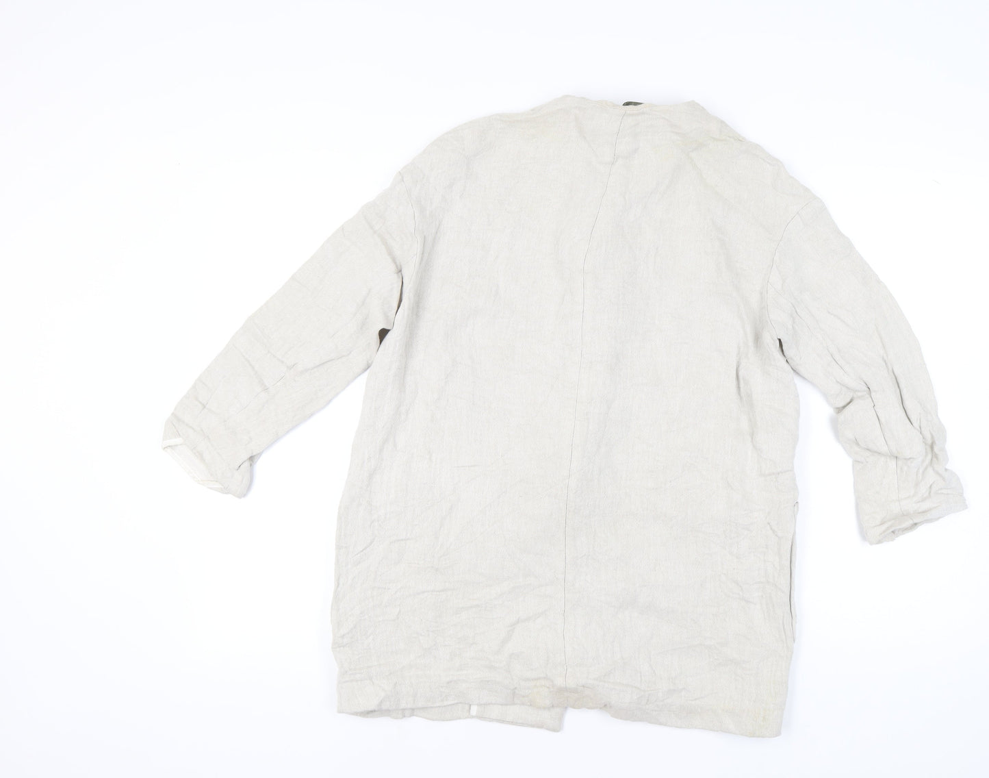 Zara Basic Women's Beige Linen Mid-Length Overcoat Size 8