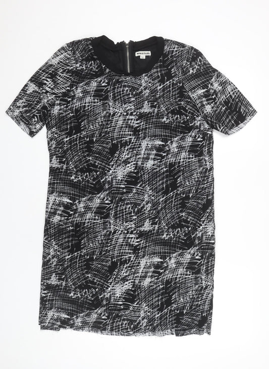 Whistles Women’s Black Geometric Shift Dress Size 12 Knee Length