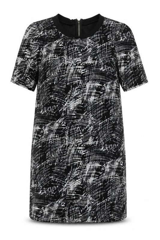 Whistles Women’s Black Geometric Shift Dress Size 12 Knee Length