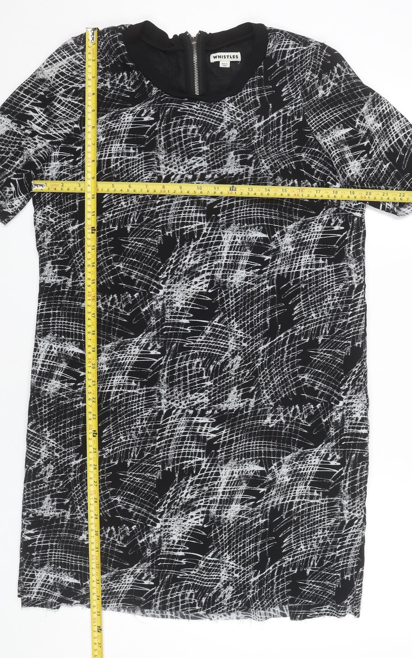 Whistles Women’s Black Geometric Shift Dress Size 12 Knee Length