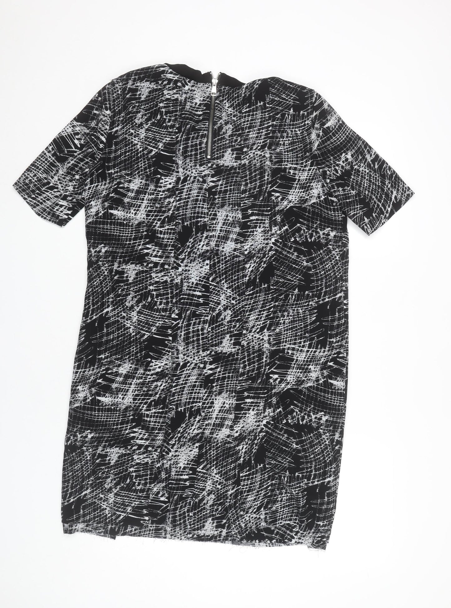 Whistles Women’s Black Geometric Shift Dress Size 12 Knee Length