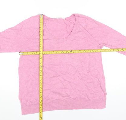 Gap Women's Pink Cotton Scoop Neck Long Sleeve Pullover Jumper Size S