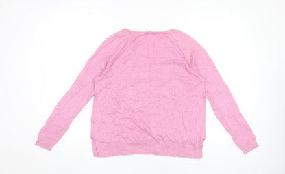 Gap Women's Pink Cotton Scoop Neck Long Sleeve Pullover Jumper Size S