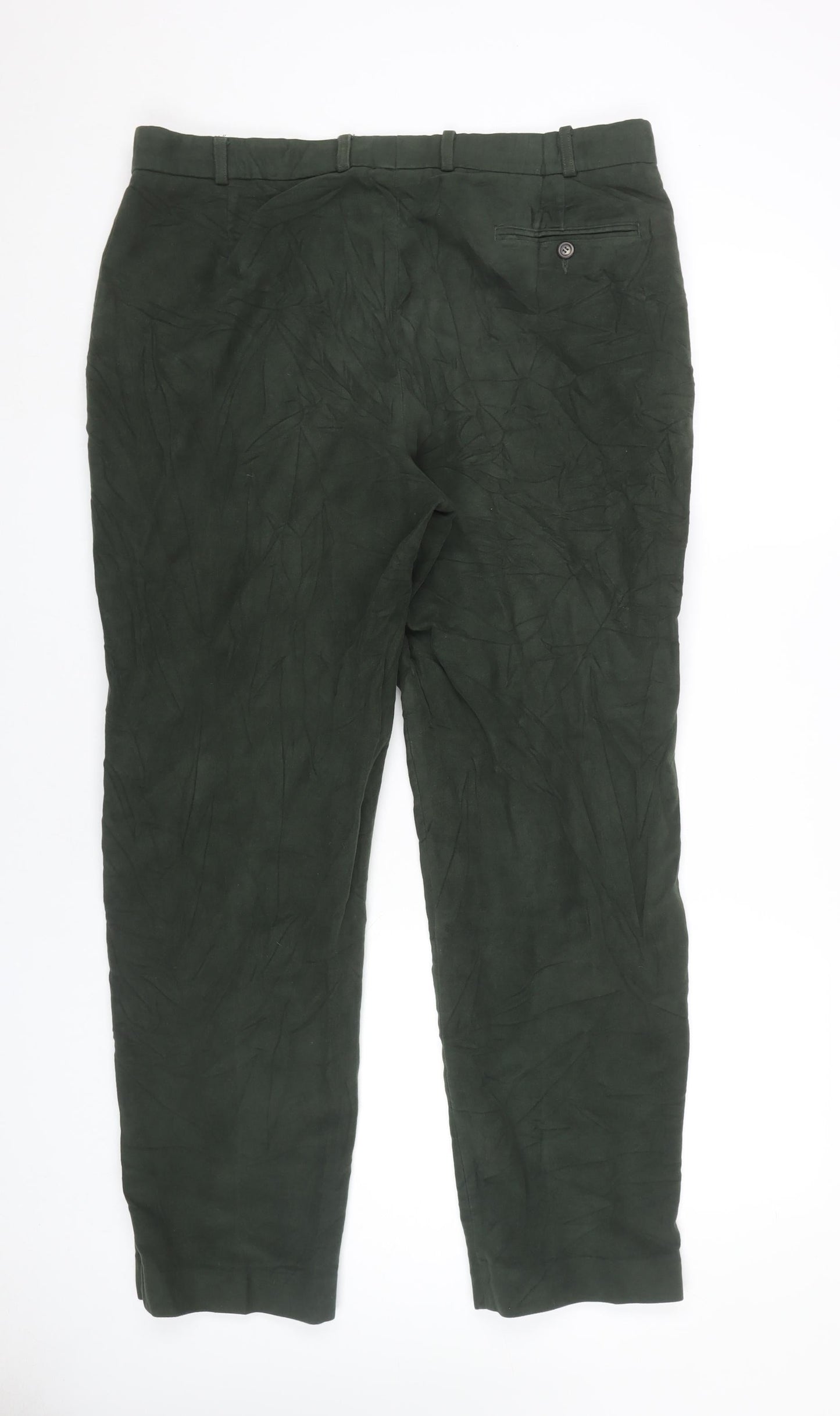 Conqueror Men’s Green Chino Trousers 38R Regular Fit Cotton Straight Leg
