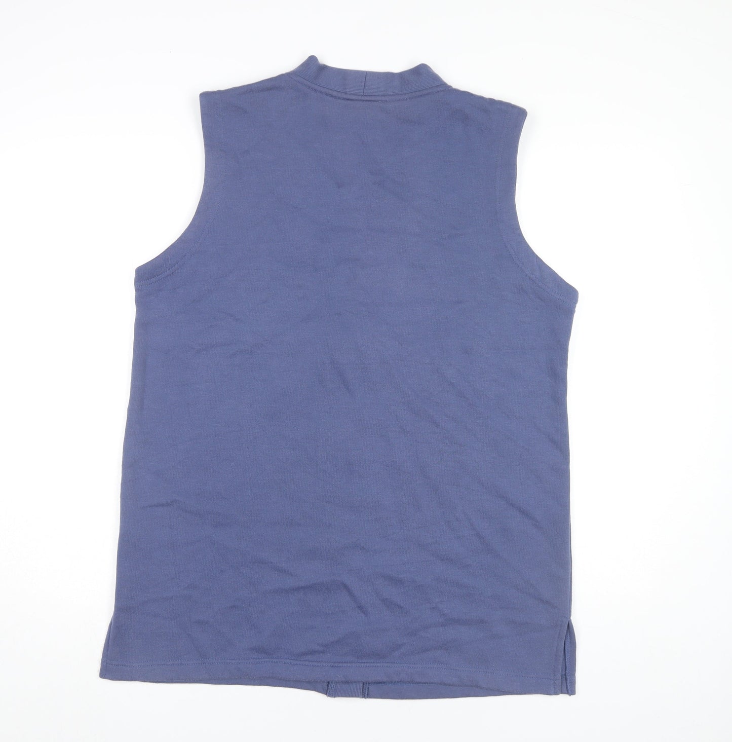 PARA Women's Blue Floral Embroidered Vest M Sleeveless V-Neck