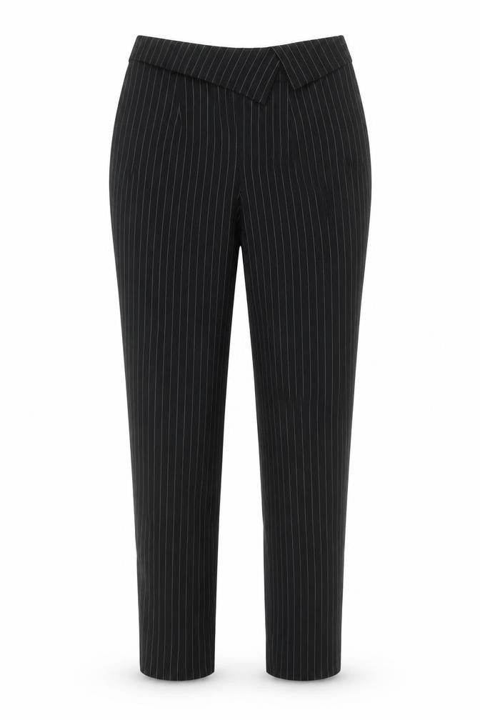 PrettyLittleThing Women's Black Pinstripe Slim Fit Trousers Size 8