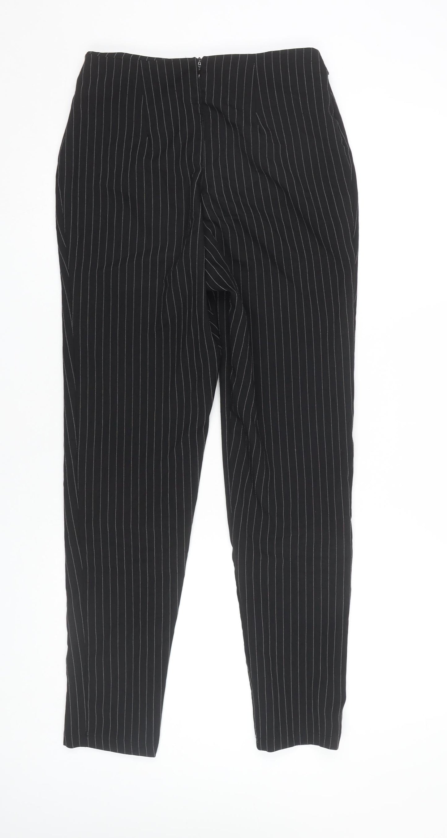 PrettyLittleThing Women's Black Pinstripe Slim Fit Trousers Size 8