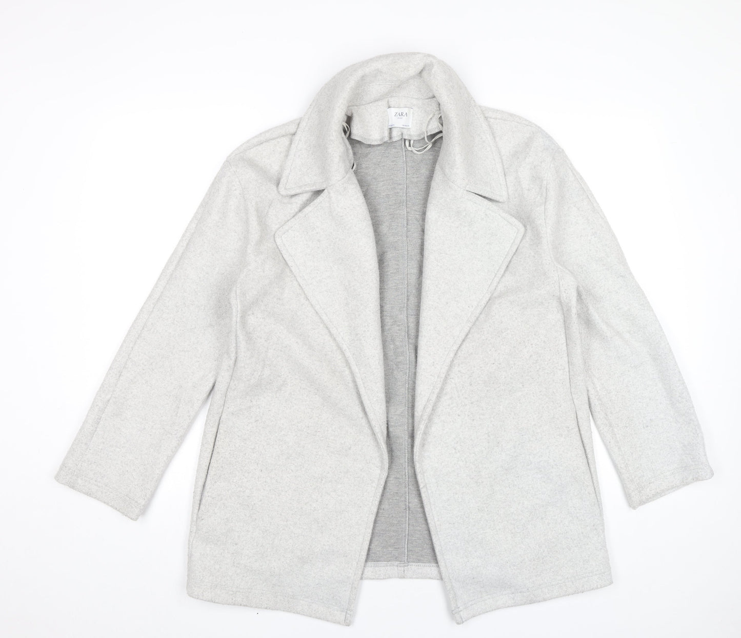 Zara Women Grey Mid-Length Polyester Overcoat Size 8 Collared