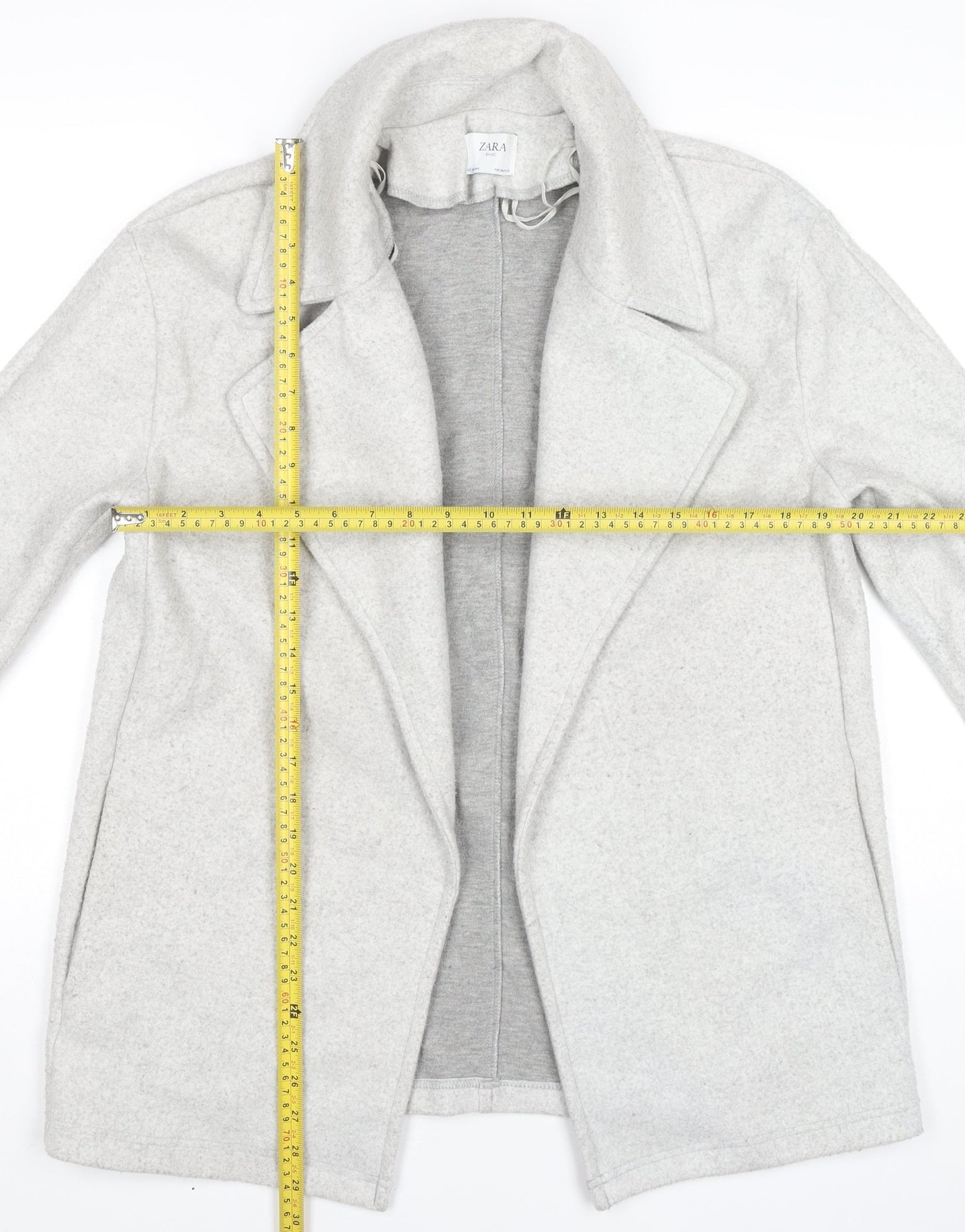 Zara Women Grey Mid-Length Polyester Overcoat Size 8 Collared