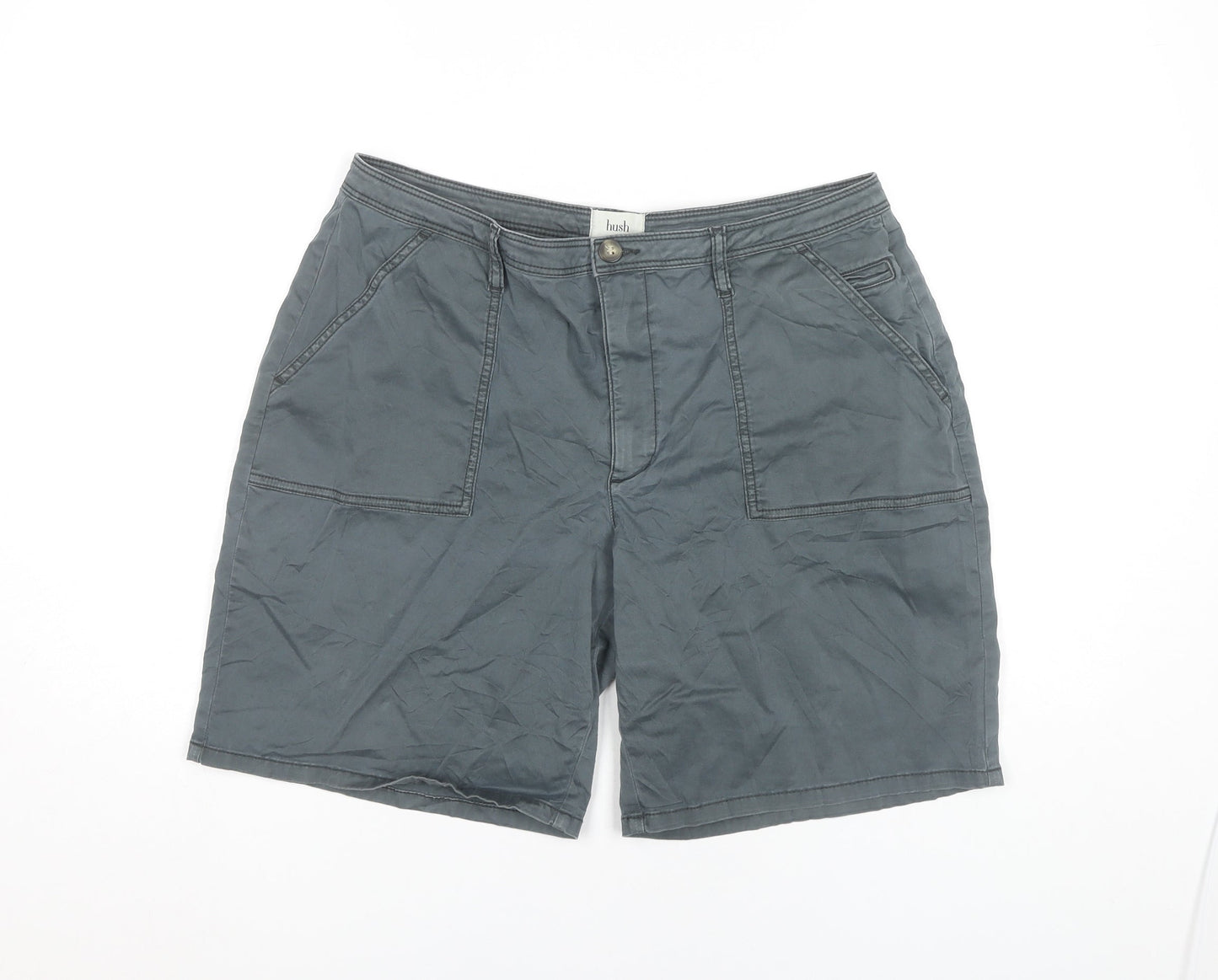 Hush Women’s Grey Cargo Shorts Size 16 Mid Rise Cotton Stretch