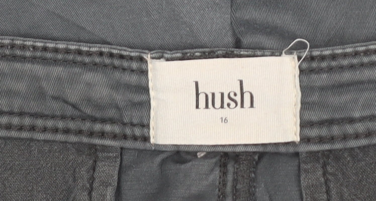 Hush Women’s Grey Cargo Shorts Size 16 Mid Rise Cotton Stretch